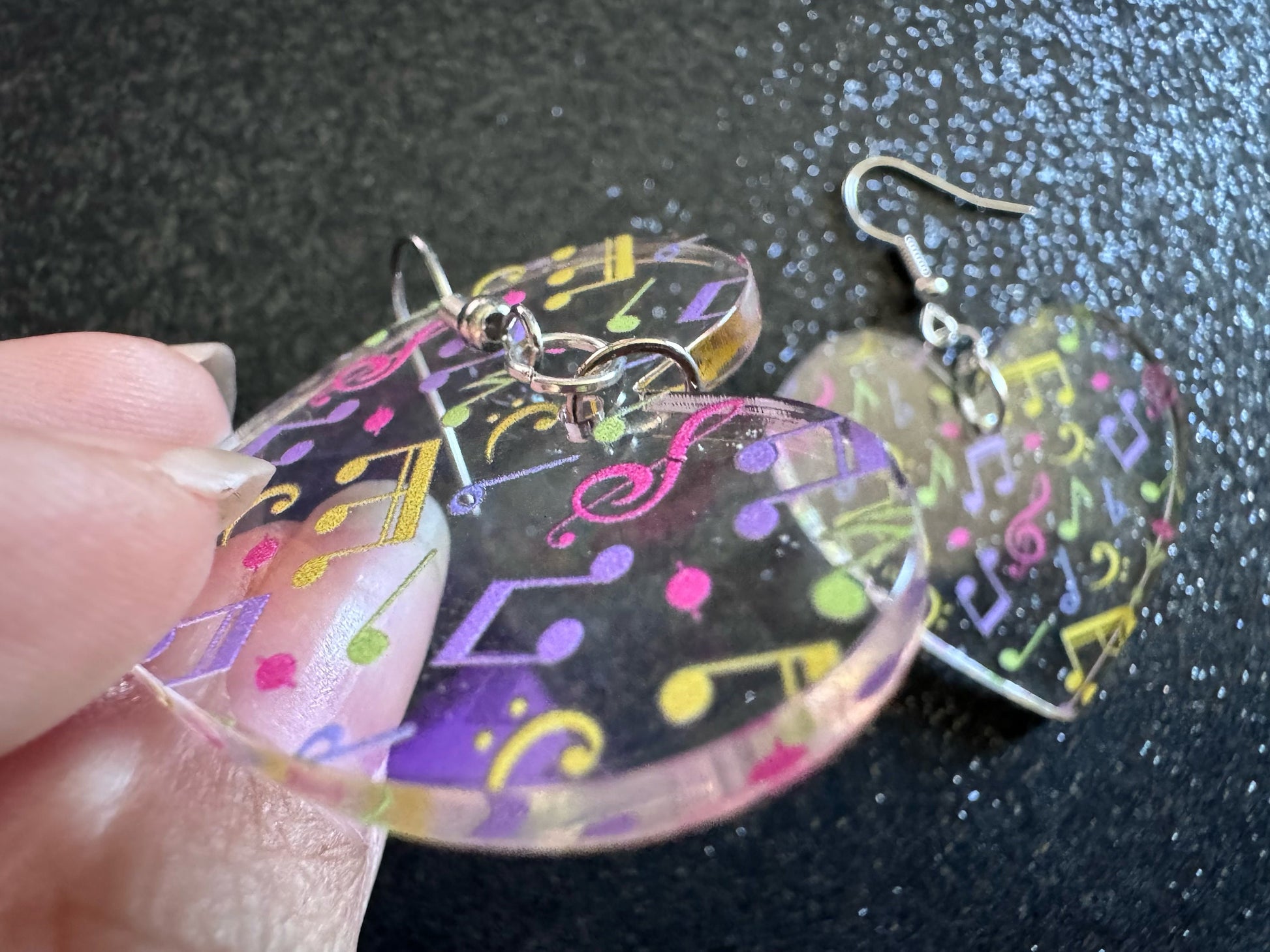 Colorful Music Note Earrings: Laser Cut Acrylic Sheet Music, Piano, Classical, Concert, Musician, Treble Cleff, Best Gifts for Her/Him/Them