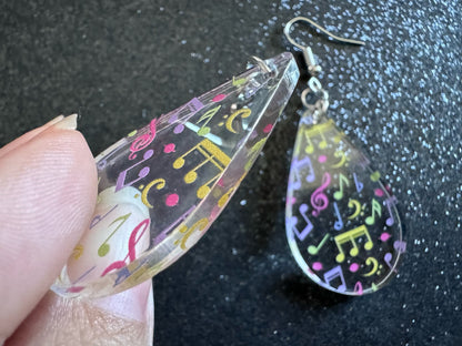 Colorful Music Note Earrings: Laser Cut Acrylic Sheet Music, Piano, Classical, Concert, Musician, Treble Cleff, Best Gifts for Her/Him/Them