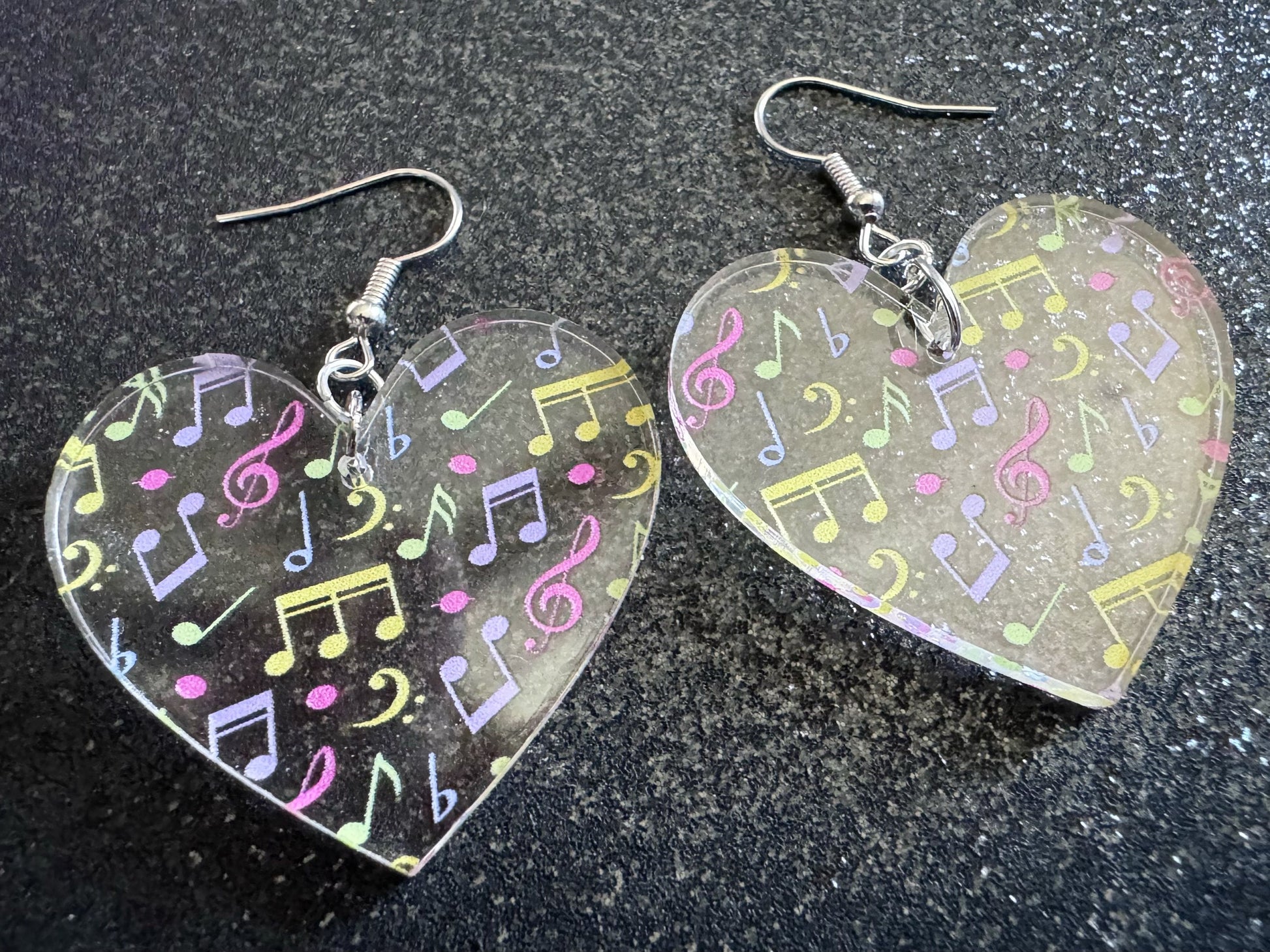 Colorful Music Note Earrings: Laser Cut Acrylic Sheet Music, Piano, Classical, Concert, Musician, Treble Cleff, Best Gifts for Her/Him/Them