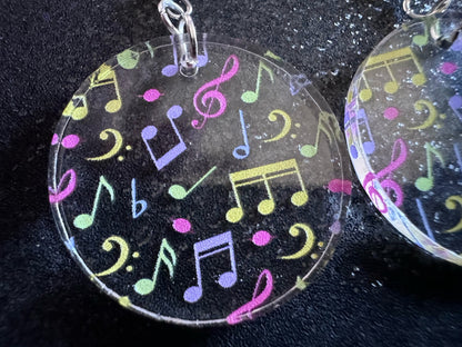Colorful Music Note Earrings: Laser Cut Acrylic Sheet Music, Piano, Classical, Concert, Musician, Treble Cleff, Best Gifts for Her/Him/Them