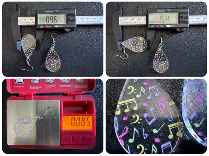 Colorful Music Note Earrings: Laser Cut Acrylic Sheet Music, Piano, Classical, Concert, Musician, Treble Cleff, Best Gifts for Her/Him/Them