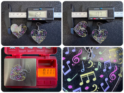 Colorful Music Note Earrings: Laser Cut Acrylic Sheet Music, Piano, Classical, Concert, Musician, Treble Cleff, Best Gifts for Her/Him/Them