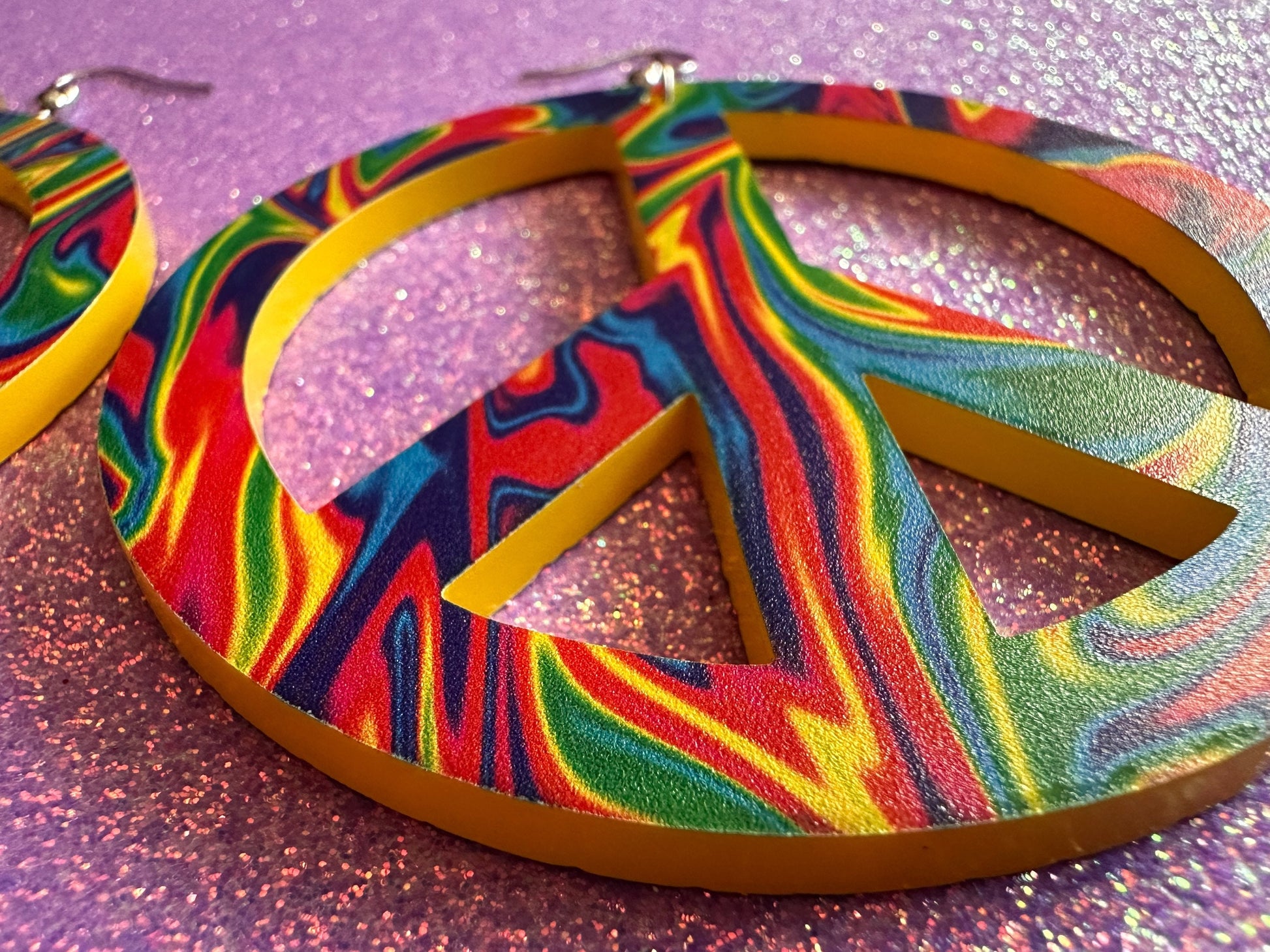 Colorful Peace Sign Earrings: Laser Cut Acrylic Peace Signs, Hippie, Hipster, Love, 80s, No War, Happiness, Happy, Gifts for Her/Him/Them