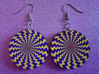 Colorful Psychedelic Optical Illusion Earrings: Sublimated Illusions, Unique Earrings, Quirky Jewelry, Hypnotic, Best Gifts for Her/Him/Them