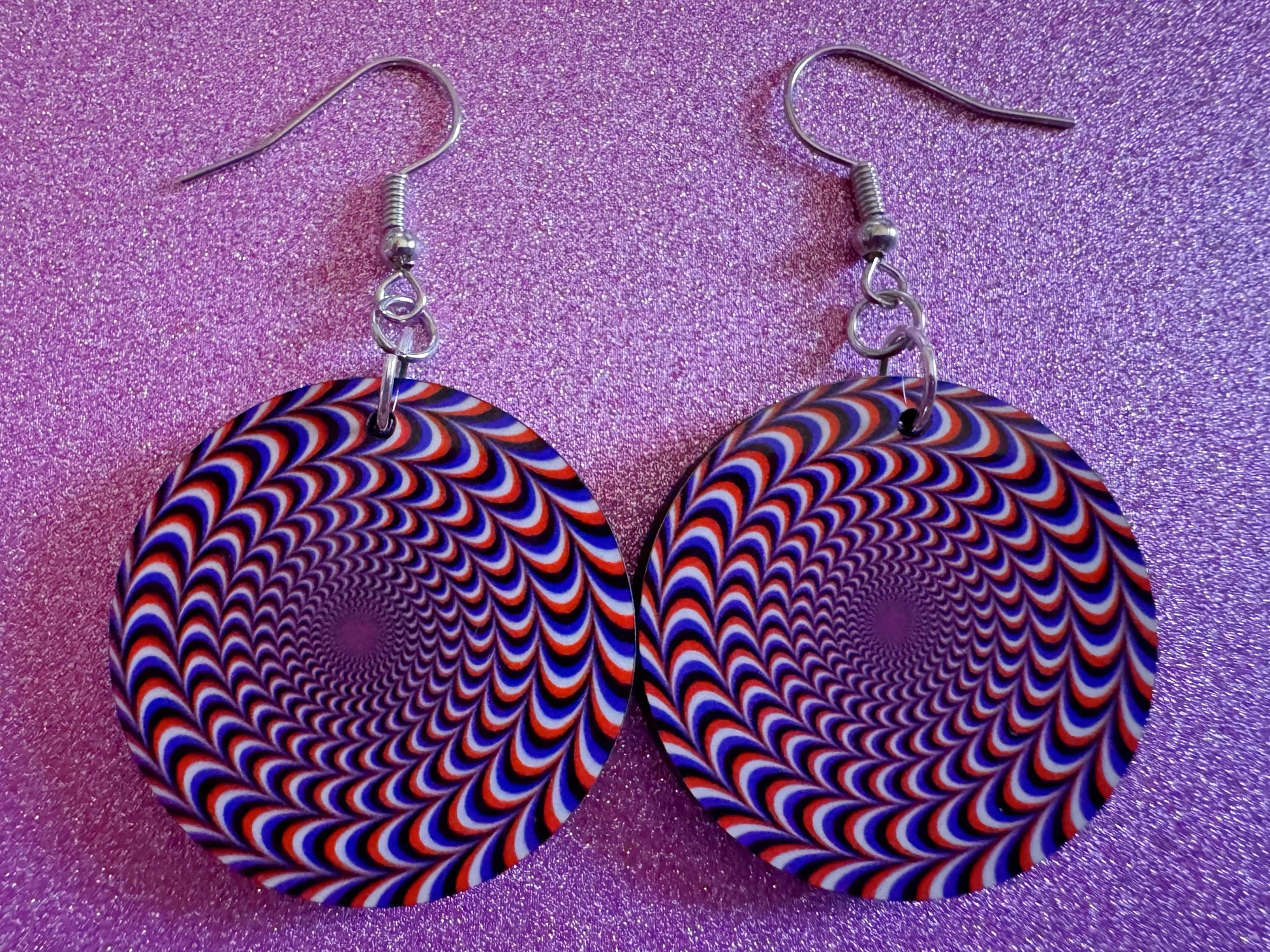Colorful Psychedelic Optical Illusion Earrings: Sublimated Illusions, Unique Earrings, Quirky Jewelry, Hypnotic, Best Gifts for Her/Him/Them
