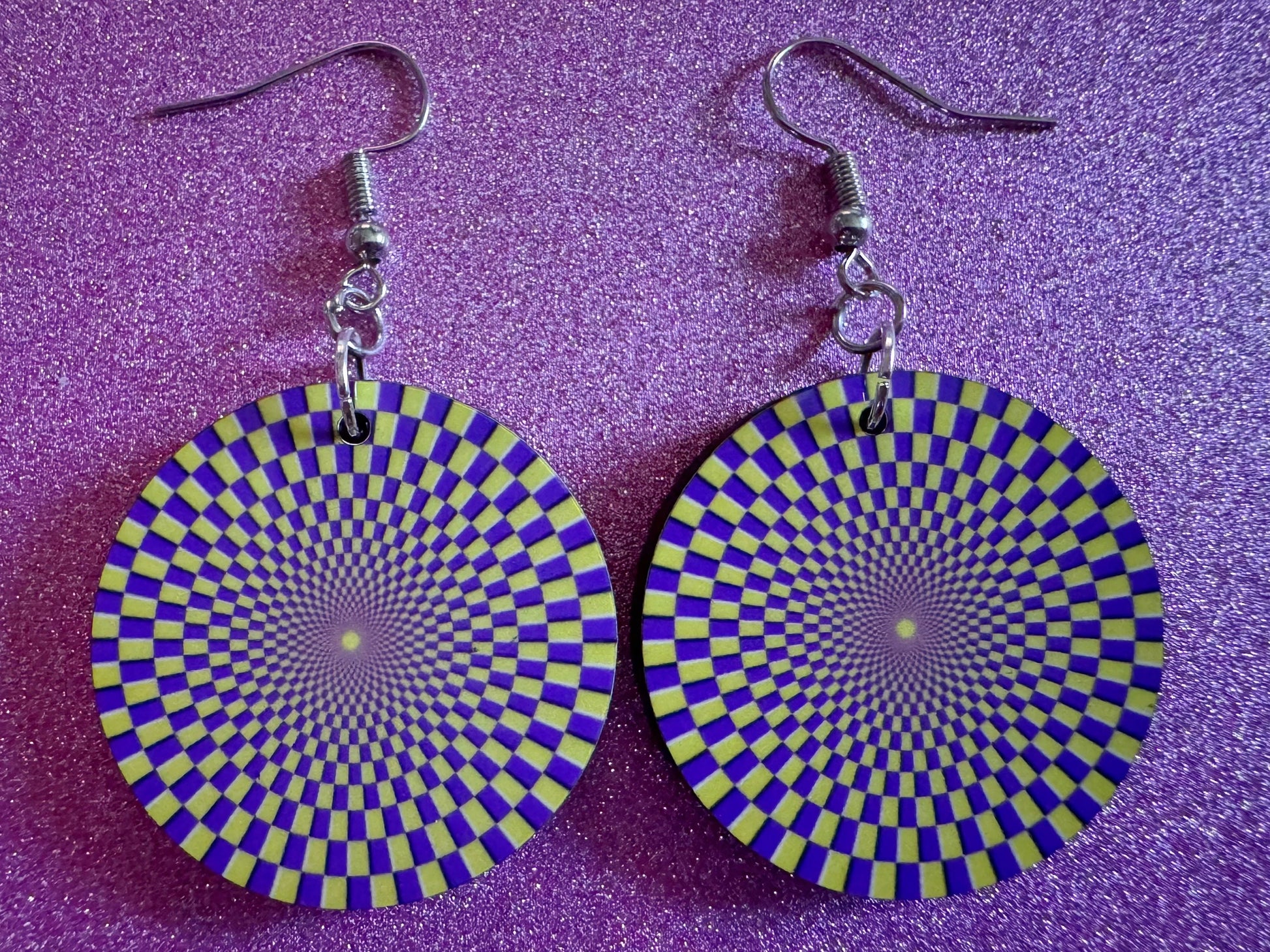 Colorful Psychedelic Optical Illusion Earrings: Sublimated Illusions, Unique Earrings, Quirky Jewelry, Hypnotic, Best Gifts for Her/Him/Them