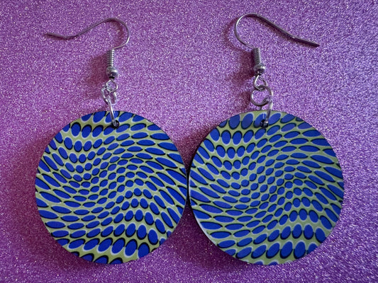 Colorful Psychedelic Optical Illusion Earrings: Sublimated Illusions, Unique Earrings, Quirky Jewelry, Hypnotic, Best Gifts for Her/Him/Them