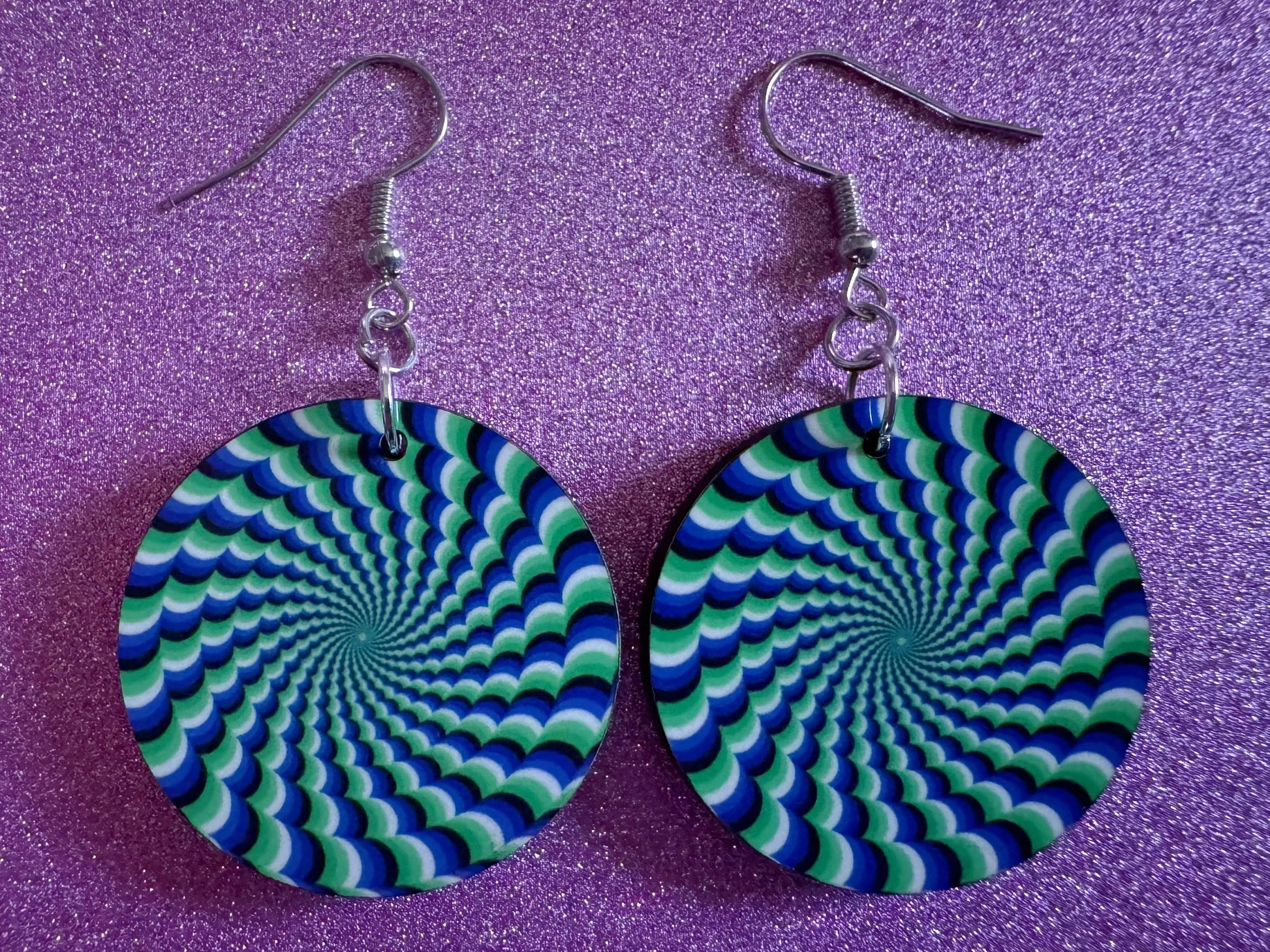 Colorful Psychedelic Optical Illusion Earrings: Sublimated Illusions, Unique Earrings, Quirky Jewelry, Hypnotic, Best Gifts for Her/Him/Them