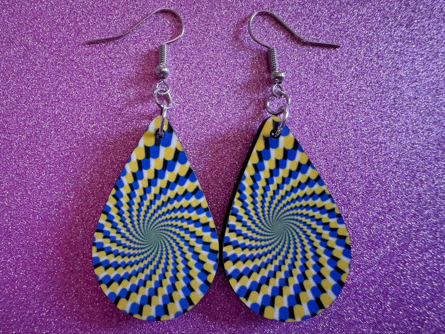 Colorful Psychedelic Optical Illusion Earrings: Sublimated Illusions, Unique Earrings, Quirky Jewelry, Hypnotic, Best Gifts for Her/Him/Them
