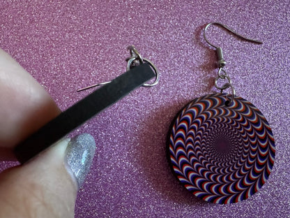 Colorful Psychedelic Optical Illusion Earrings: Sublimated Illusions, Unique Earrings, Quirky Jewelry, Hypnotic, Best Gifts for Her/Him/Them