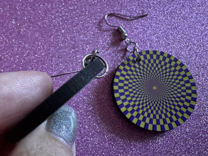 Colorful Psychedelic Optical Illusion Earrings: Sublimated Illusions, Unique Earrings, Quirky Jewelry, Hypnotic, Best Gifts for Her/Him/Them
