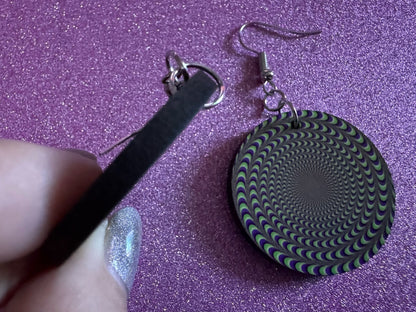Colorful Psychedelic Optical Illusion Earrings: Sublimated Illusions, Unique Earrings, Quirky Jewelry, Hypnotic, Best Gifts for Her/Him/Them