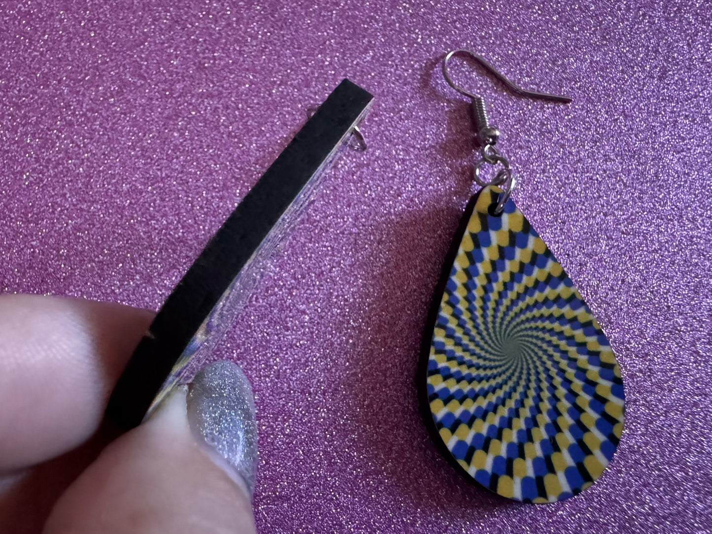 Colorful Psychedelic Optical Illusion Earrings: Sublimated Illusions, Unique Earrings, Quirky Jewelry, Hypnotic, Best Gifts for Her/Him/Them