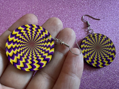 Colorful Psychedelic Optical Illusion Earrings: Sublimated Illusions, Unique Earrings, Quirky Jewelry, Hypnotic, Best Gifts for Her/Him/Them
