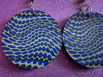 Colorful Psychedelic Optical Illusion Earrings: Sublimated Illusions, Unique Earrings, Quirky Jewelry, Hypnotic, Best Gifts for Her/Him/Them