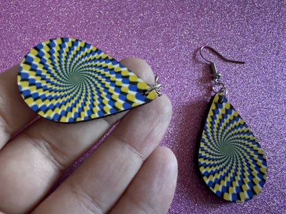 Colorful Psychedelic Optical Illusion Earrings: Sublimated Illusions, Unique Earrings, Quirky Jewelry, Hypnotic, Best Gifts for Her/Him/Them