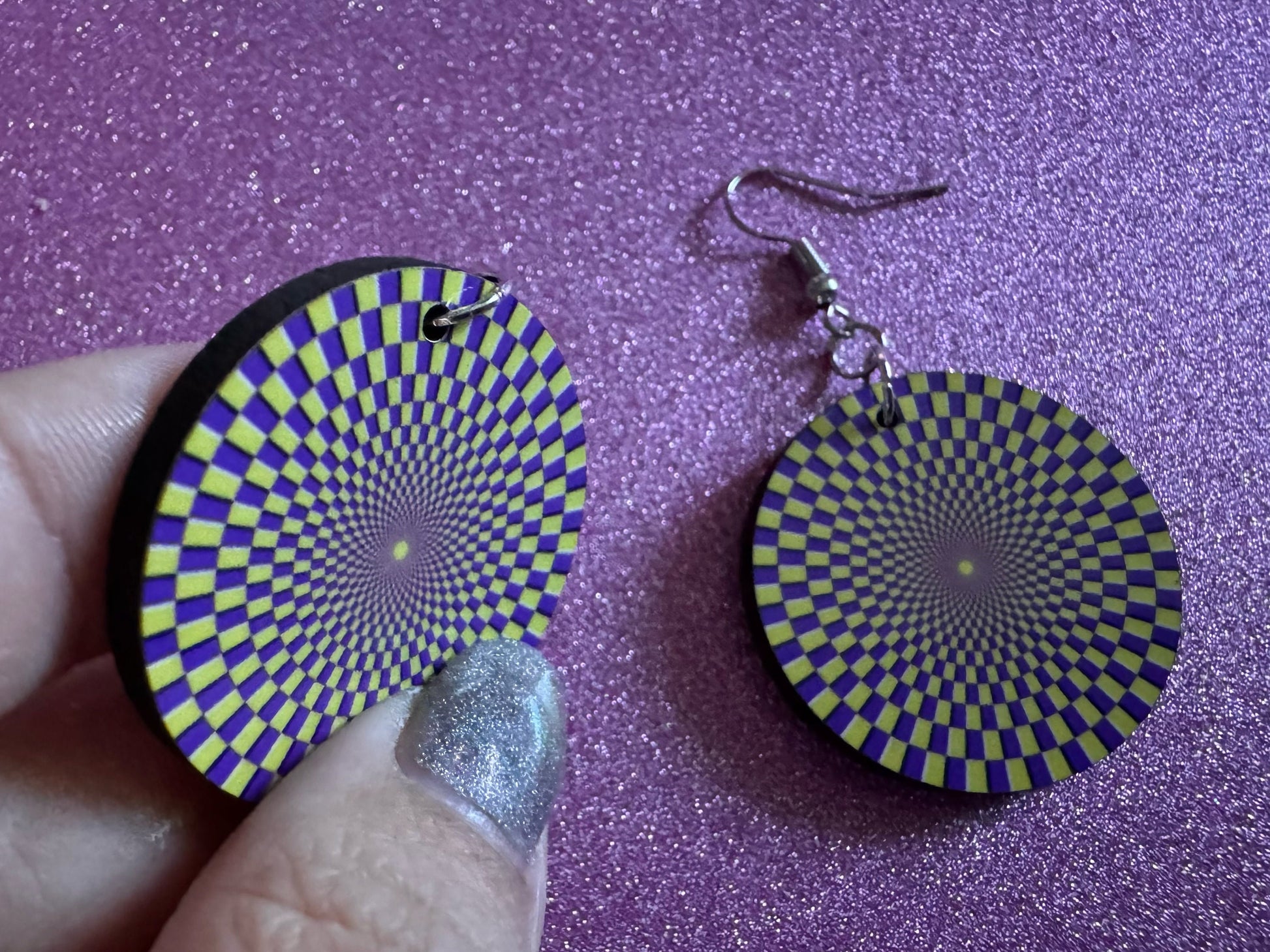 Colorful Psychedelic Optical Illusion Earrings: Sublimated Illusions, Unique Earrings, Quirky Jewelry, Hypnotic, Best Gifts for Her/Him/Them