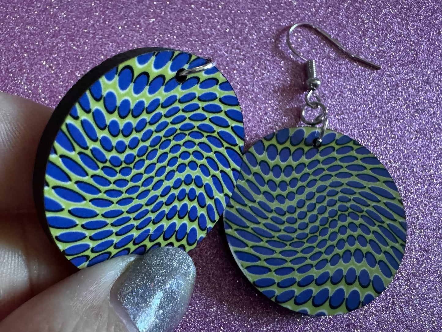 Colorful Psychedelic Optical Illusion Earrings: Sublimated Illusions, Unique Earrings, Quirky Jewelry, Hypnotic, Best Gifts for Her/Him/Them