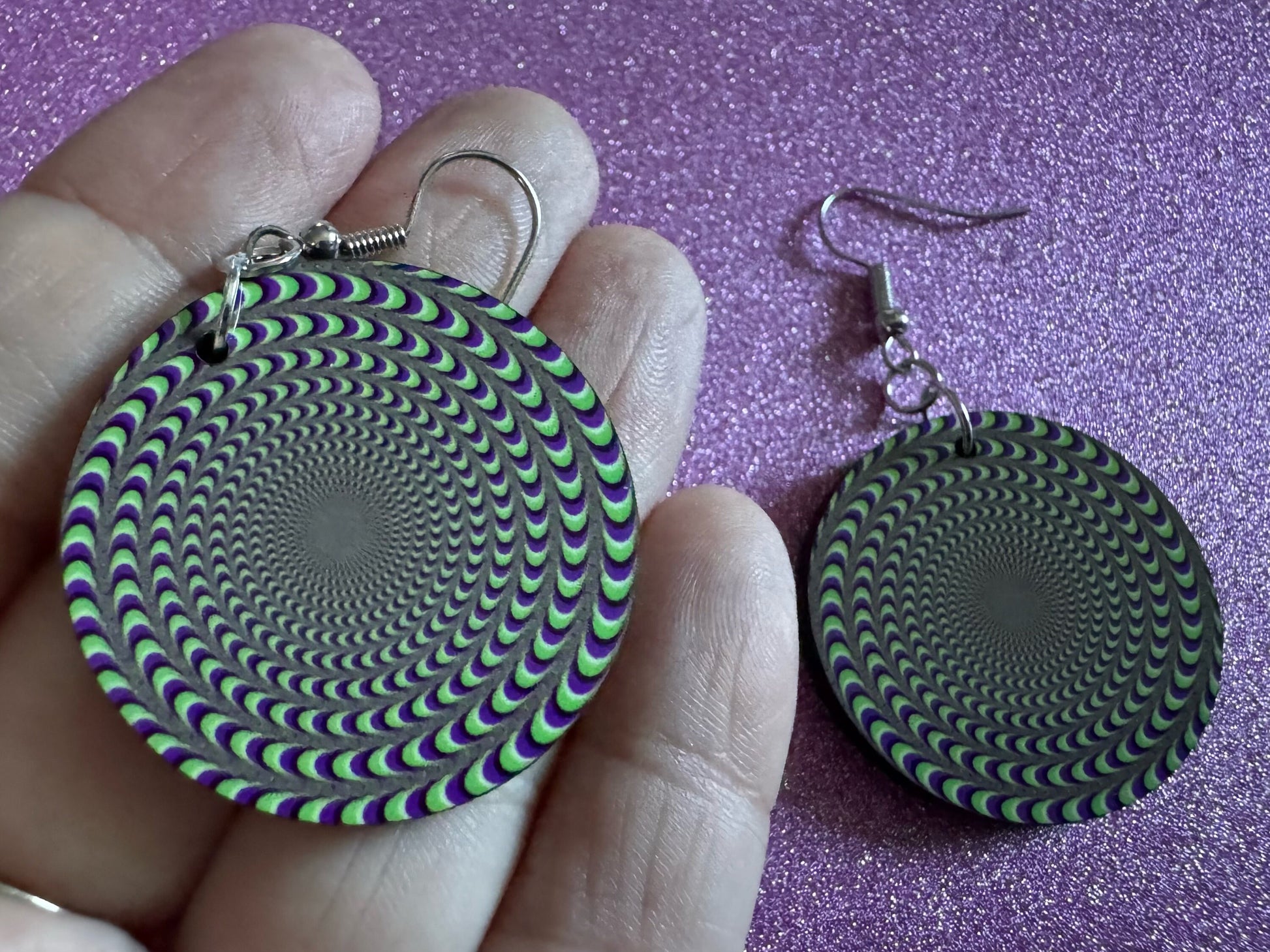 Colorful Psychedelic Optical Illusion Earrings: Sublimated Illusions, Unique Earrings, Quirky Jewelry, Hypnotic, Best Gifts for Her/Him/Them