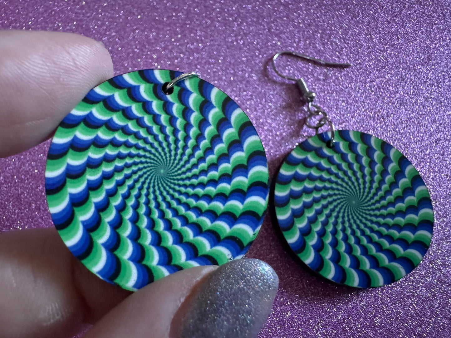 Colorful Psychedelic Optical Illusion Earrings: Sublimated Illusions, Unique Earrings, Quirky Jewelry, Hypnotic, Best Gifts for Her/Him/Them