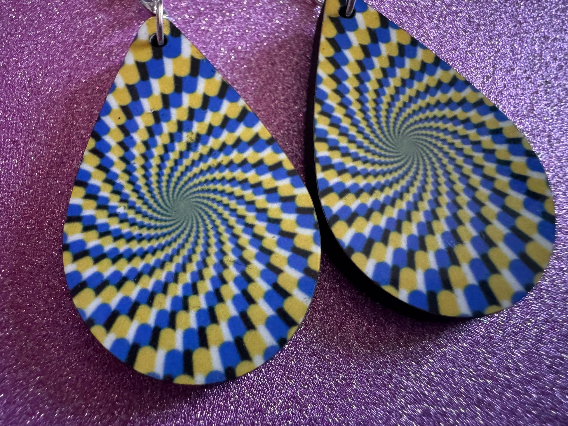 Colorful Psychedelic Optical Illusion Earrings: Sublimated Illusions, Unique Earrings, Quirky Jewelry, Hypnotic, Best Gifts for Her/Him/Them