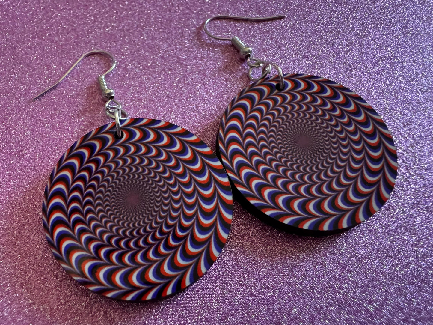 Colorful Psychedelic Optical Illusion Earrings: Sublimated Illusions, Unique Earrings, Quirky Jewelry, Hypnotic, Best Gifts for Her/Him/Them