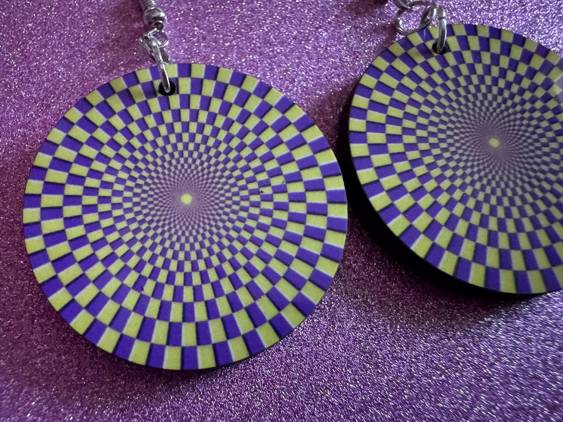 Colorful Psychedelic Optical Illusion Earrings: Sublimated Illusions, Unique Earrings, Quirky Jewelry, Hypnotic, Best Gifts for Her/Him/Them