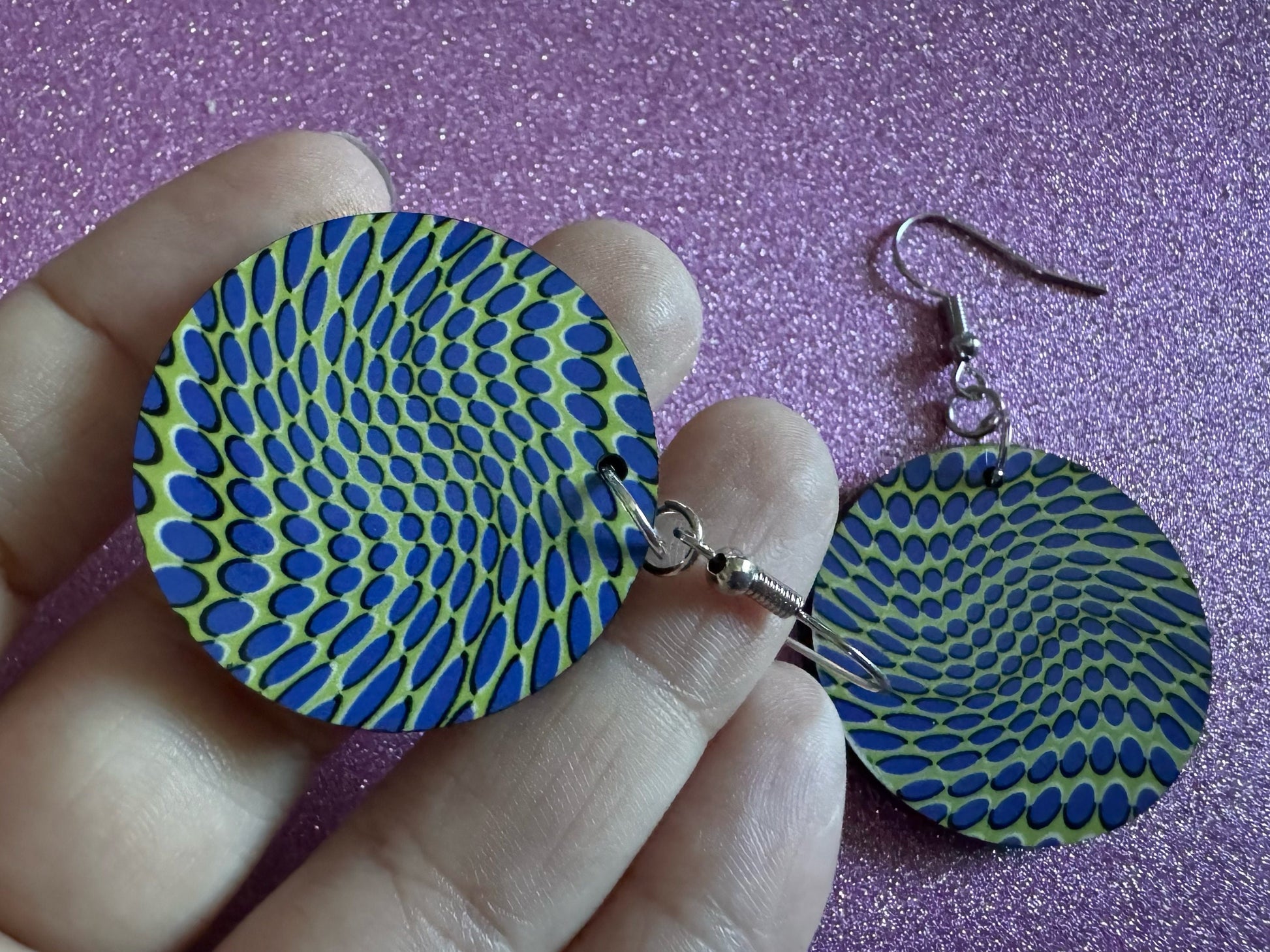 Colorful Psychedelic Optical Illusion Earrings: Sublimated Illusions, Unique Earrings, Quirky Jewelry, Hypnotic, Best Gifts for Her/Him/Them