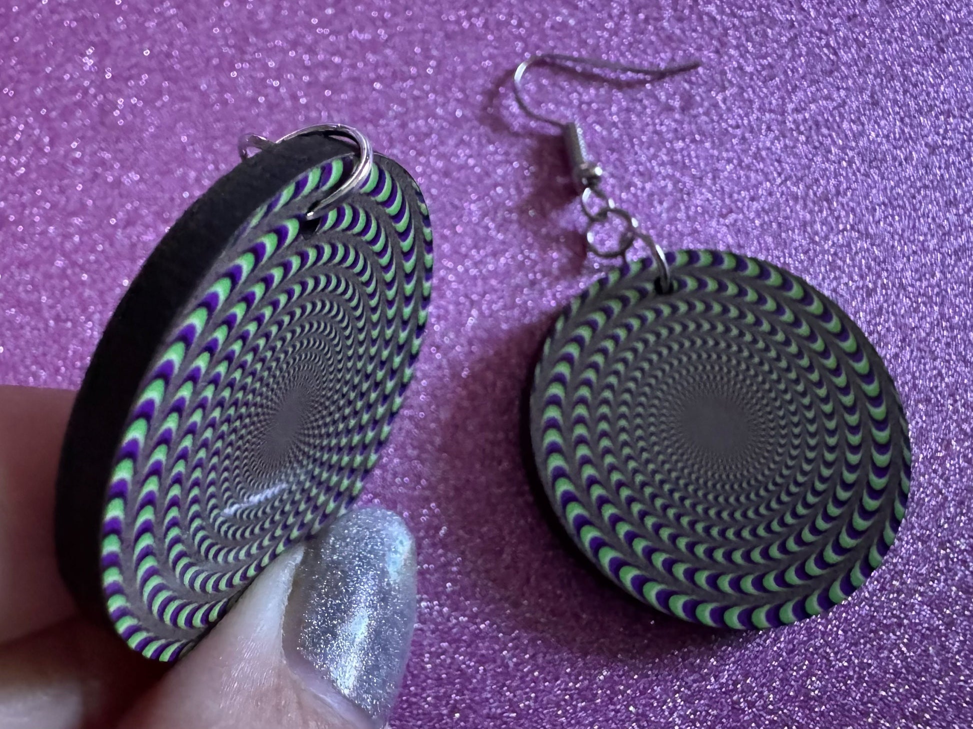 Colorful Psychedelic Optical Illusion Earrings: Sublimated Illusions, Unique Earrings, Quirky Jewelry, Hypnotic, Best Gifts for Her/Him/Them