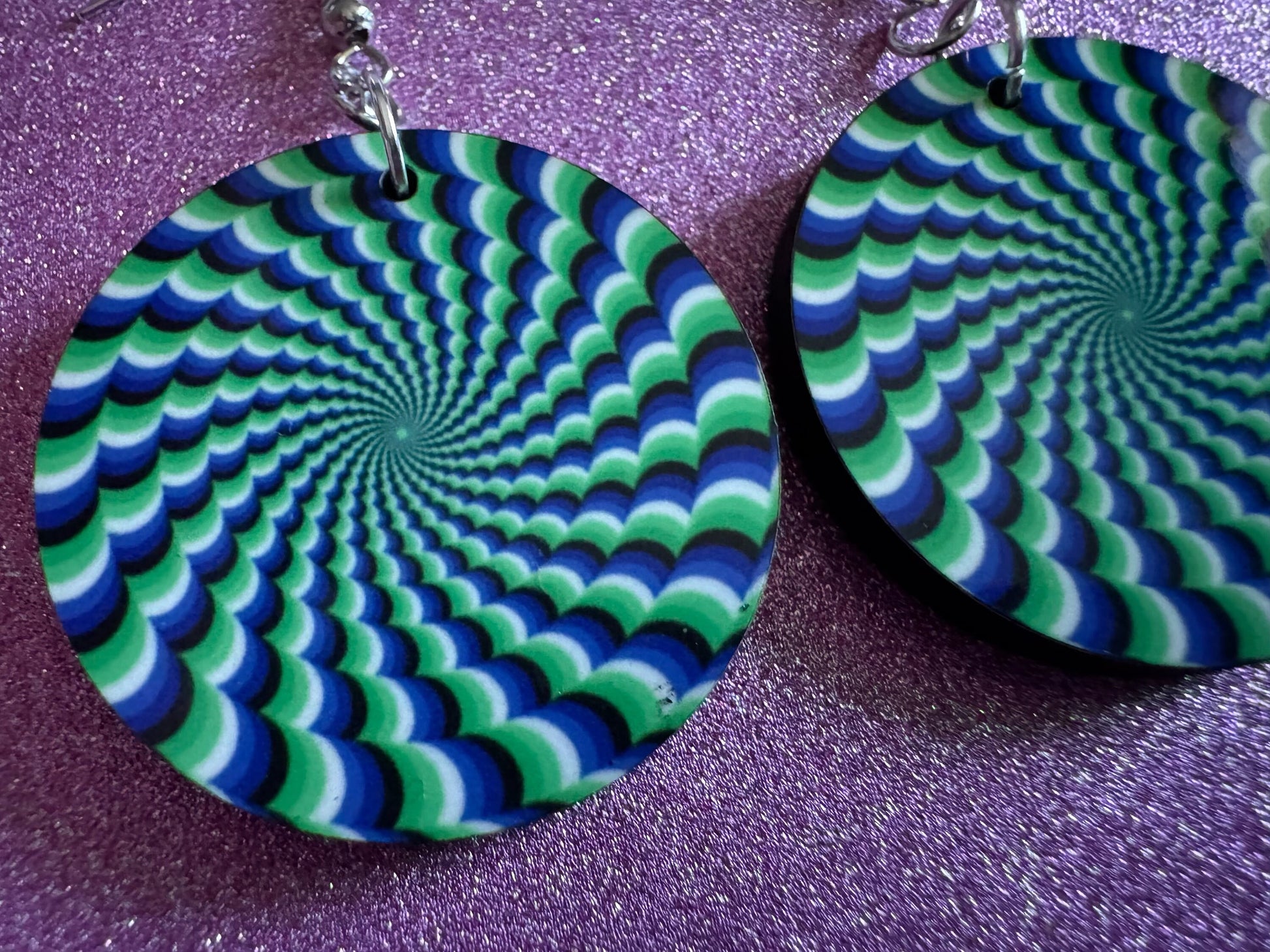 Colorful Psychedelic Optical Illusion Earrings: Sublimated Illusions, Unique Earrings, Quirky Jewelry, Hypnotic, Best Gifts for Her/Him/Them