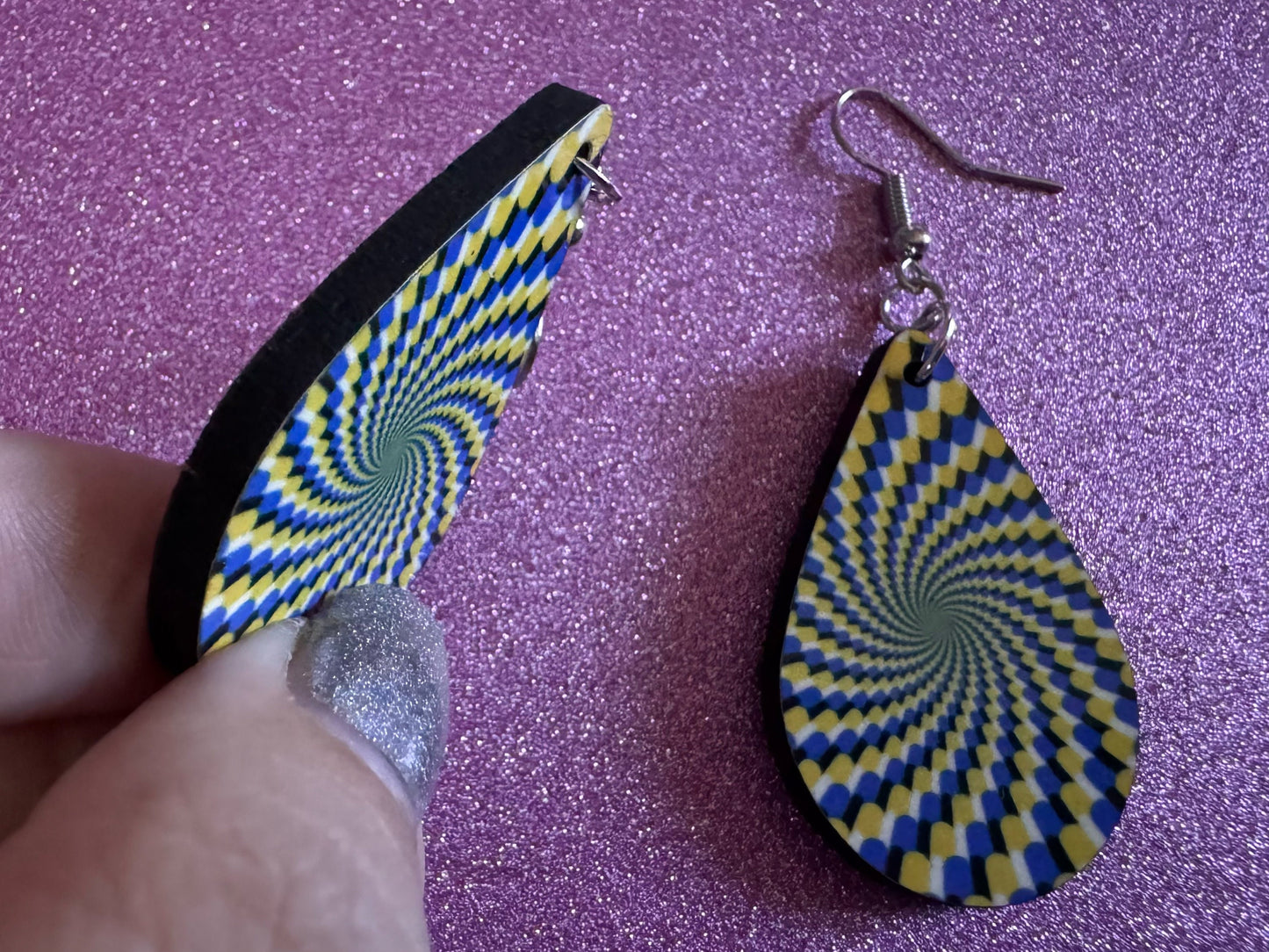 Colorful Psychedelic Optical Illusion Earrings: Sublimated Illusions, Unique Earrings, Quirky Jewelry, Hypnotic, Best Gifts for Her/Him/Them