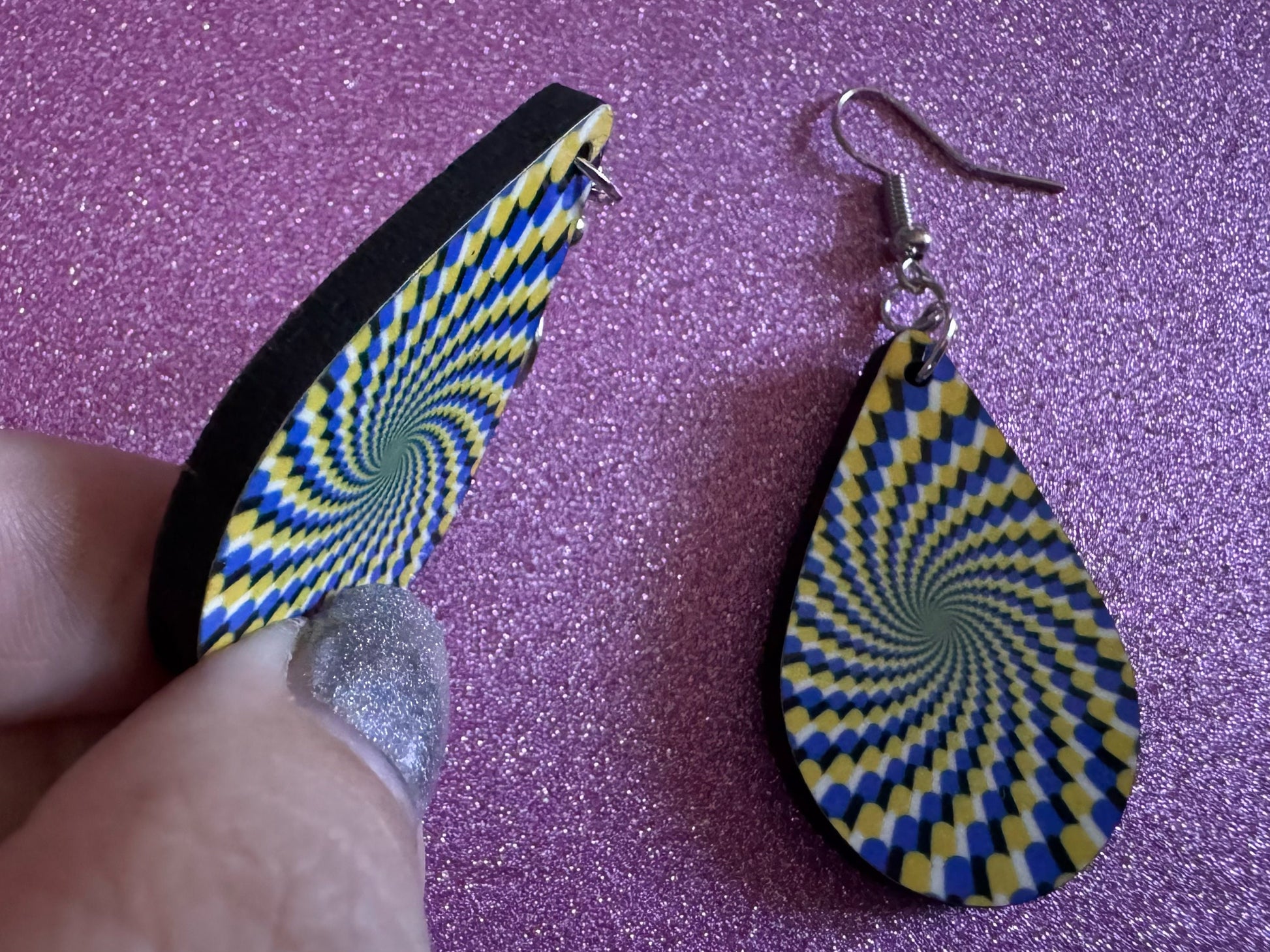 Colorful Psychedelic Optical Illusion Earrings: Sublimated Illusions, Unique Earrings, Quirky Jewelry, Hypnotic, Best Gifts for Her/Him/Them