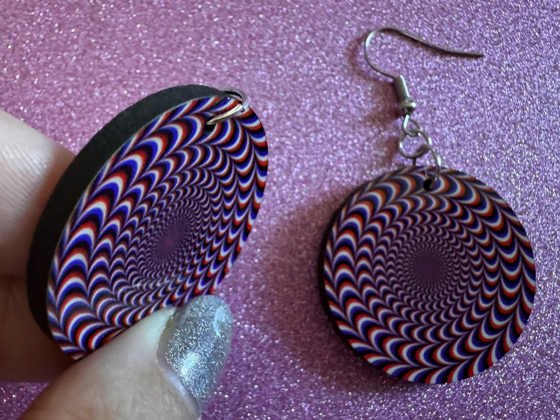 Colorful Psychedelic Optical Illusion Earrings: Sublimated Illusions, Unique Earrings, Quirky Jewelry, Hypnotic, Best Gifts for Her/Him/Them