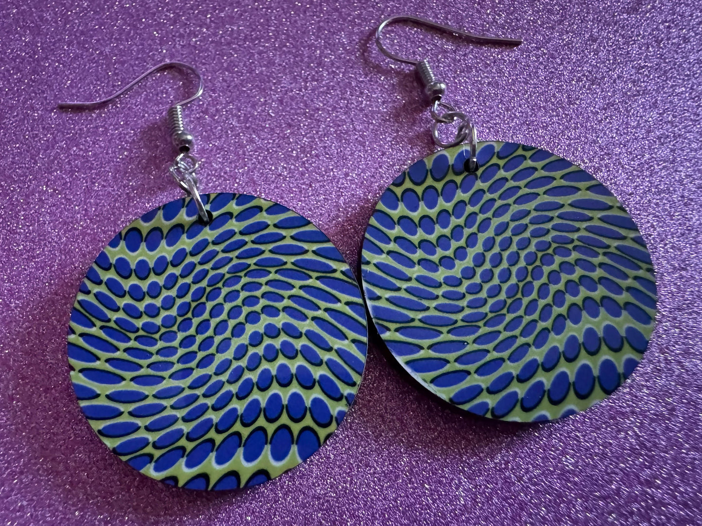 Colorful Psychedelic Optical Illusion Earrings: Sublimated Illusions, Unique Earrings, Quirky Jewelry, Hypnotic, Best Gifts for Her/Him/Them