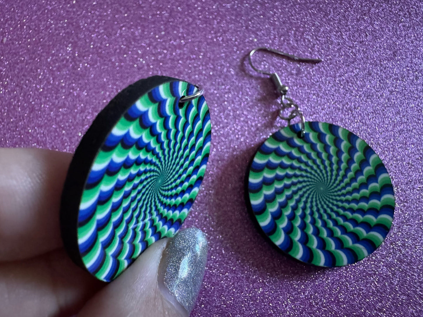 Colorful Psychedelic Optical Illusion Earrings: Sublimated Illusions, Unique Earrings, Quirky Jewelry, Hypnotic, Best Gifts for Her/Him/Them