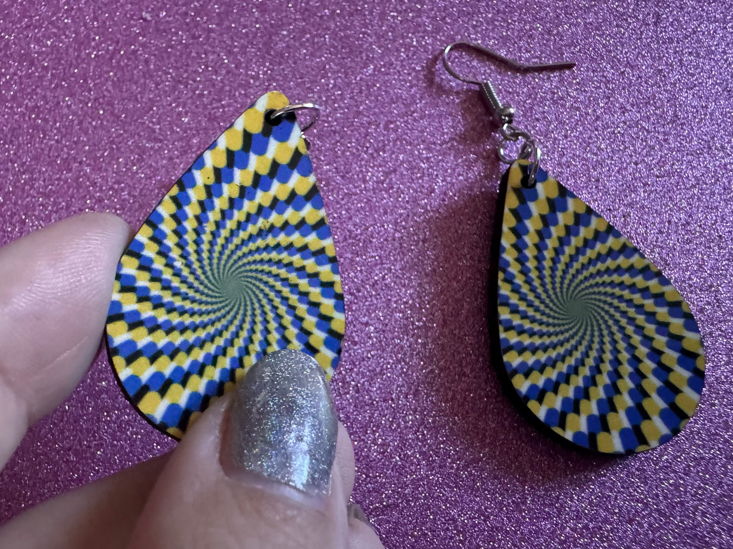 Colorful Psychedelic Optical Illusion Earrings: Sublimated Illusions, Unique Earrings, Quirky Jewelry, Hypnotic, Best Gifts for Her/Him/Them