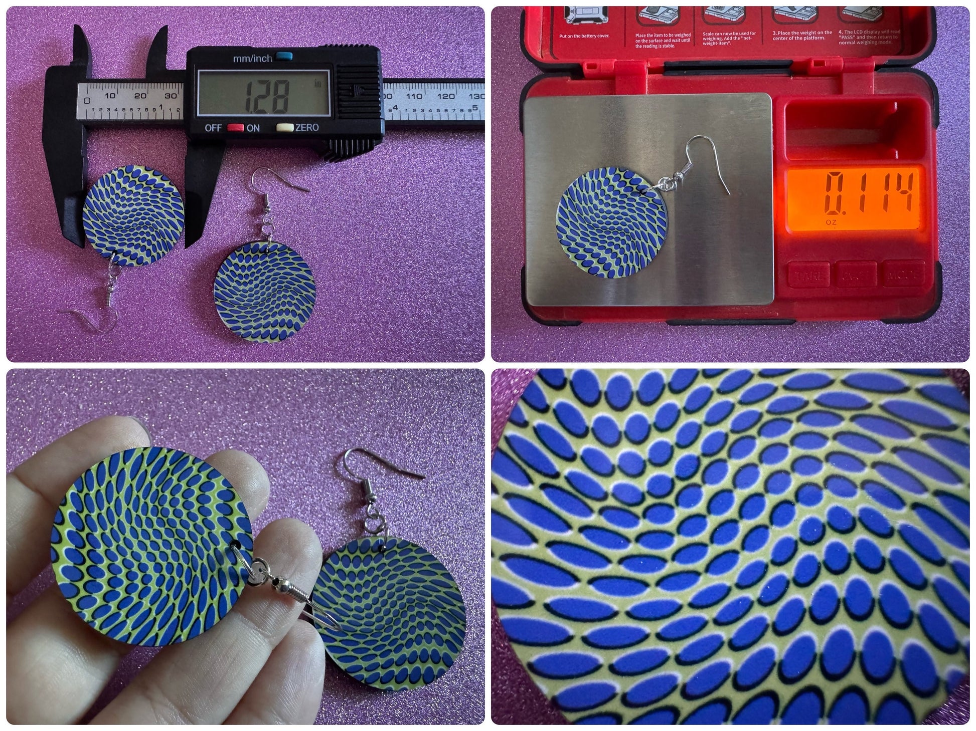 Colorful Psychedelic Optical Illusion Earrings: Sublimated Illusions, Unique Earrings, Quirky Jewelry, Hypnotic, Best Gifts for Her/Him/Them