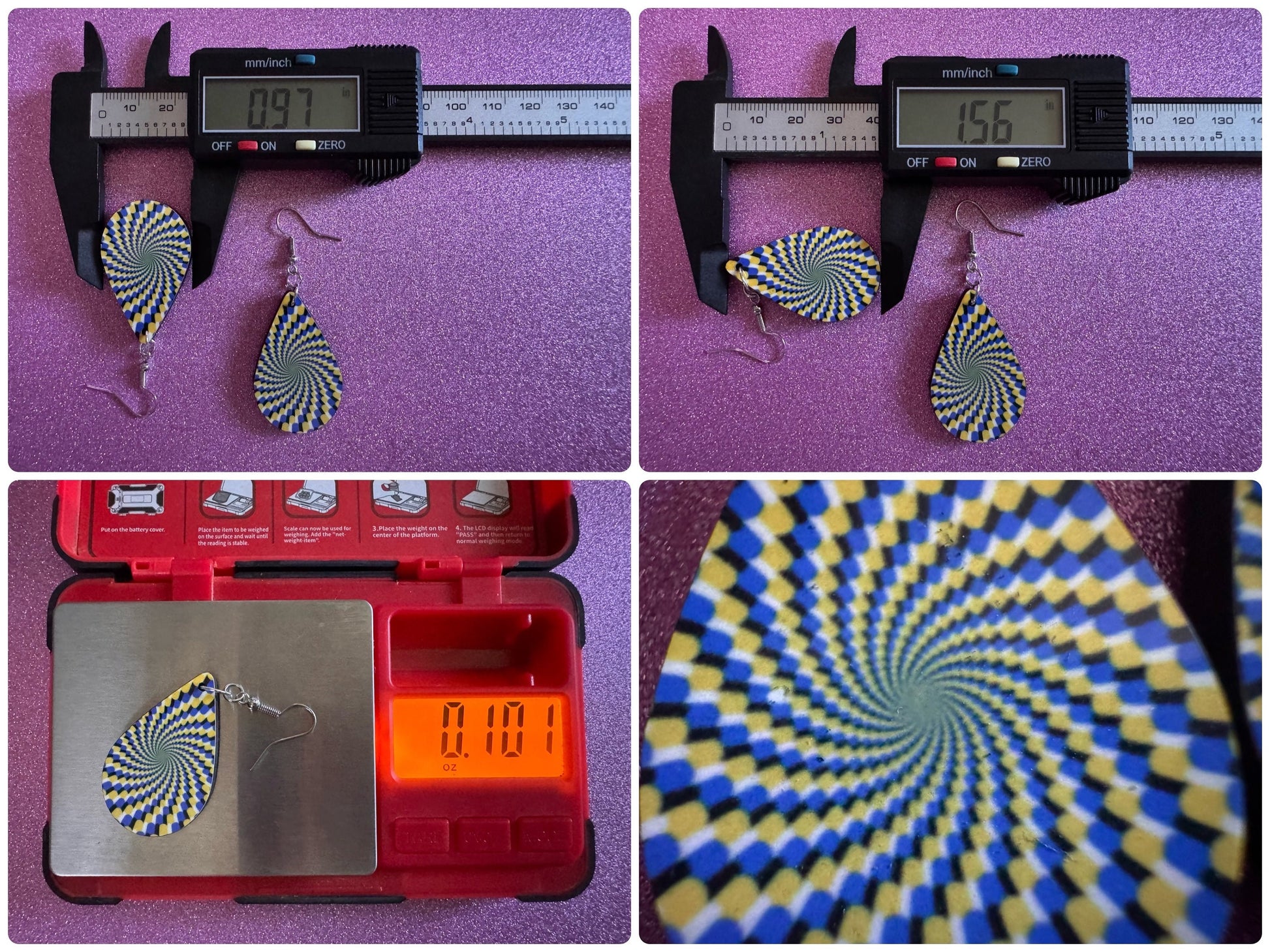 Colorful Psychedelic Optical Illusion Earrings: Sublimated Illusions, Unique Earrings, Quirky Jewelry, Hypnotic, Best Gifts for Her/Him/Them