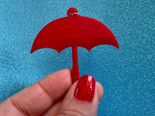 Colorful Umbrella Earrings: Laser Cut Acrylic Umbrellas, Rain Drop, Raindrops, Weather, Hearts, Green Earrings, Best Gifts for Her/Him/Them