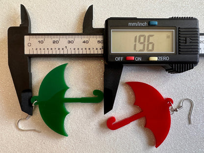 Colorful Umbrella Earrings: Laser Cut Acrylic Umbrellas, Rain, Weather, Hearts, Green Earrings, Gifts for Her/Him/Them