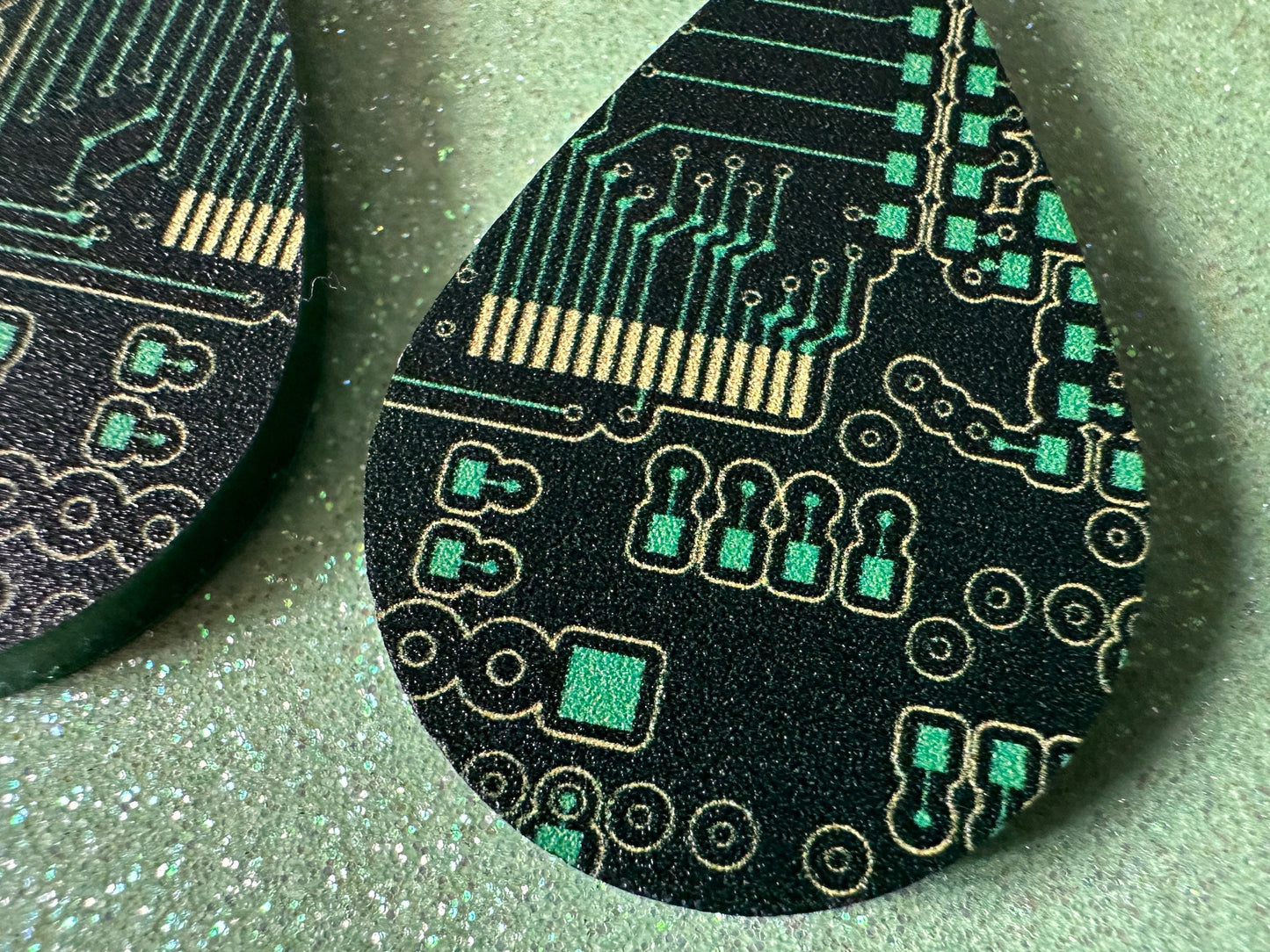 Computer Chip Earrings: Laser Cut Acrylic Tech Earrings, Techy, Green Computer Parts, Electronic Circuit, IC, Best Gifts for Her/Him/Them