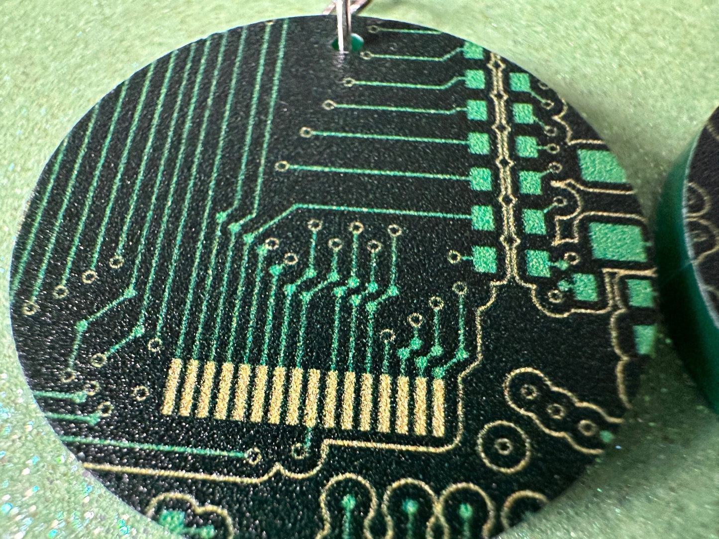 Computer Chip Earrings: Laser Cut Acrylic Tech Earrings, Techy, Green Computer Parts, Electronic Circuit, IC, Best Gifts for Her/Him/Them