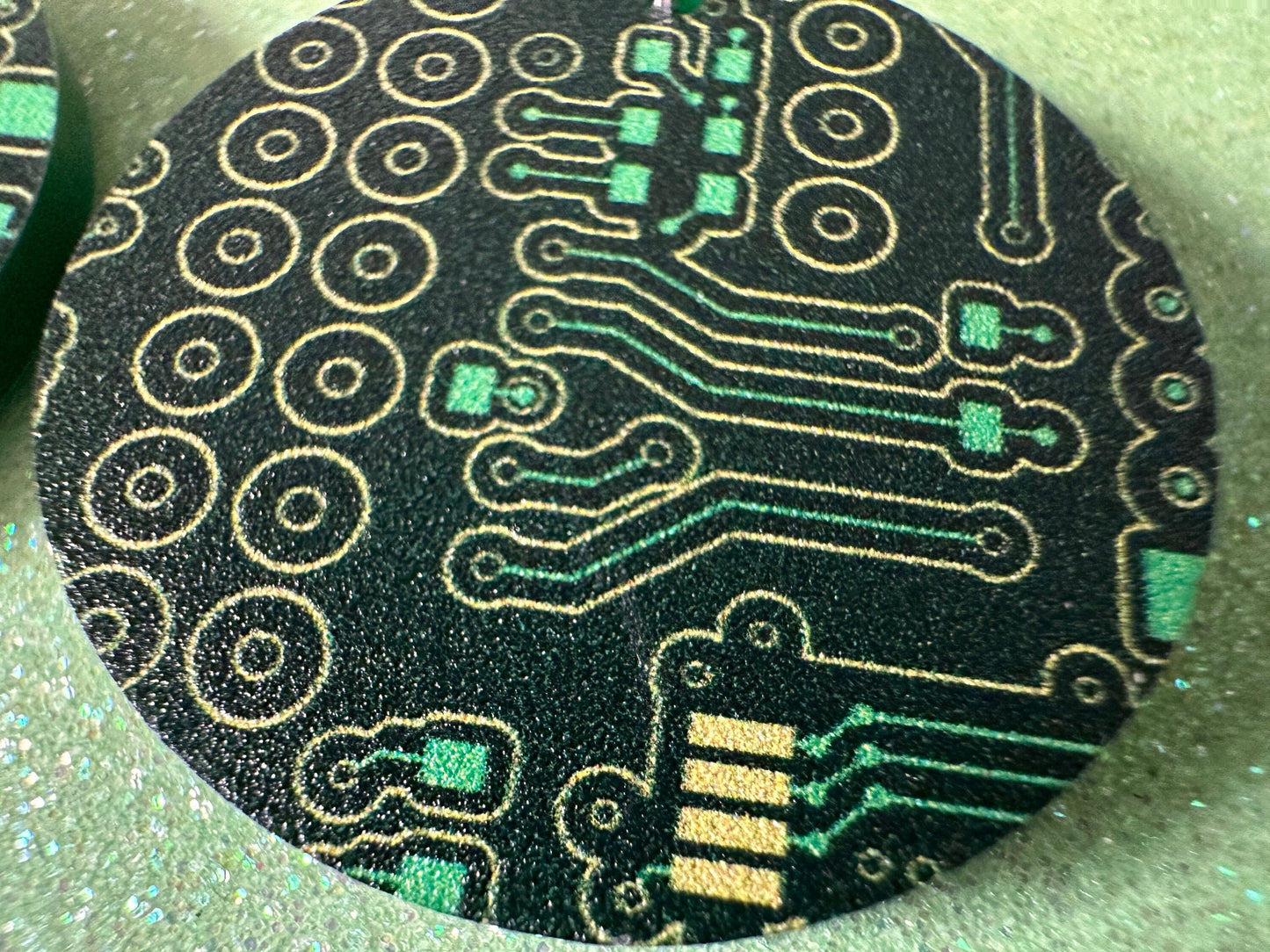 Computer Chip Earrings: Laser Cut Acrylic Tech Earrings, Techy, Green Computer Parts, Electronic Circuit, IC, Best Gifts for Her/Him/Them