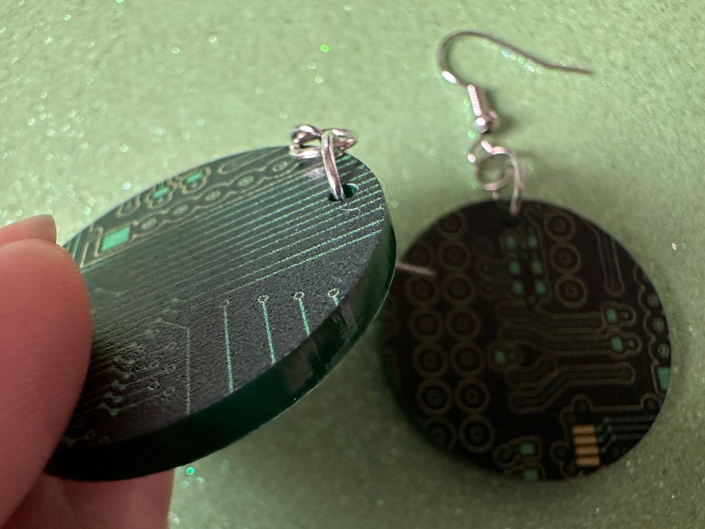 Computer Chip Earrings: Laser Cut Acrylic Tech Earrings, Techy, Green Computer Parts, Electronic Circuit, IC, Best Gifts for Her/Him/Them