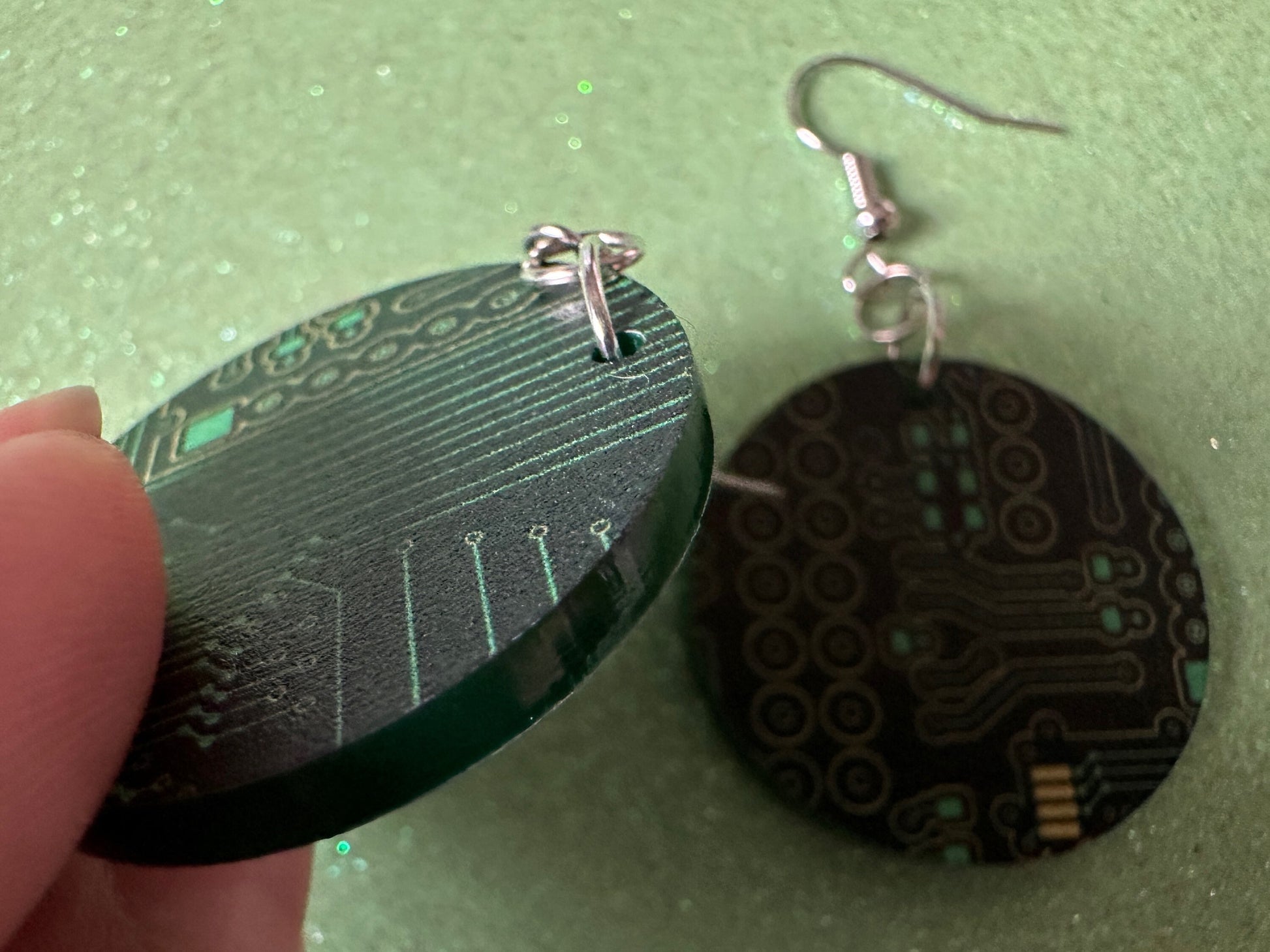 Computer Chip Earrings: Laser Cut Acrylic Tech Earrings, Techy, Green Computer Parts, Electronic Circuit, IC, Best Gifts for Her/Him/Them