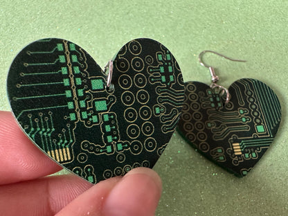 Computer Chip Earrings: Laser Cut Acrylic Tech Earrings, Techy, Green Computer Parts, Electronic Circuit, IC, Best Gifts for Her/Him/Them