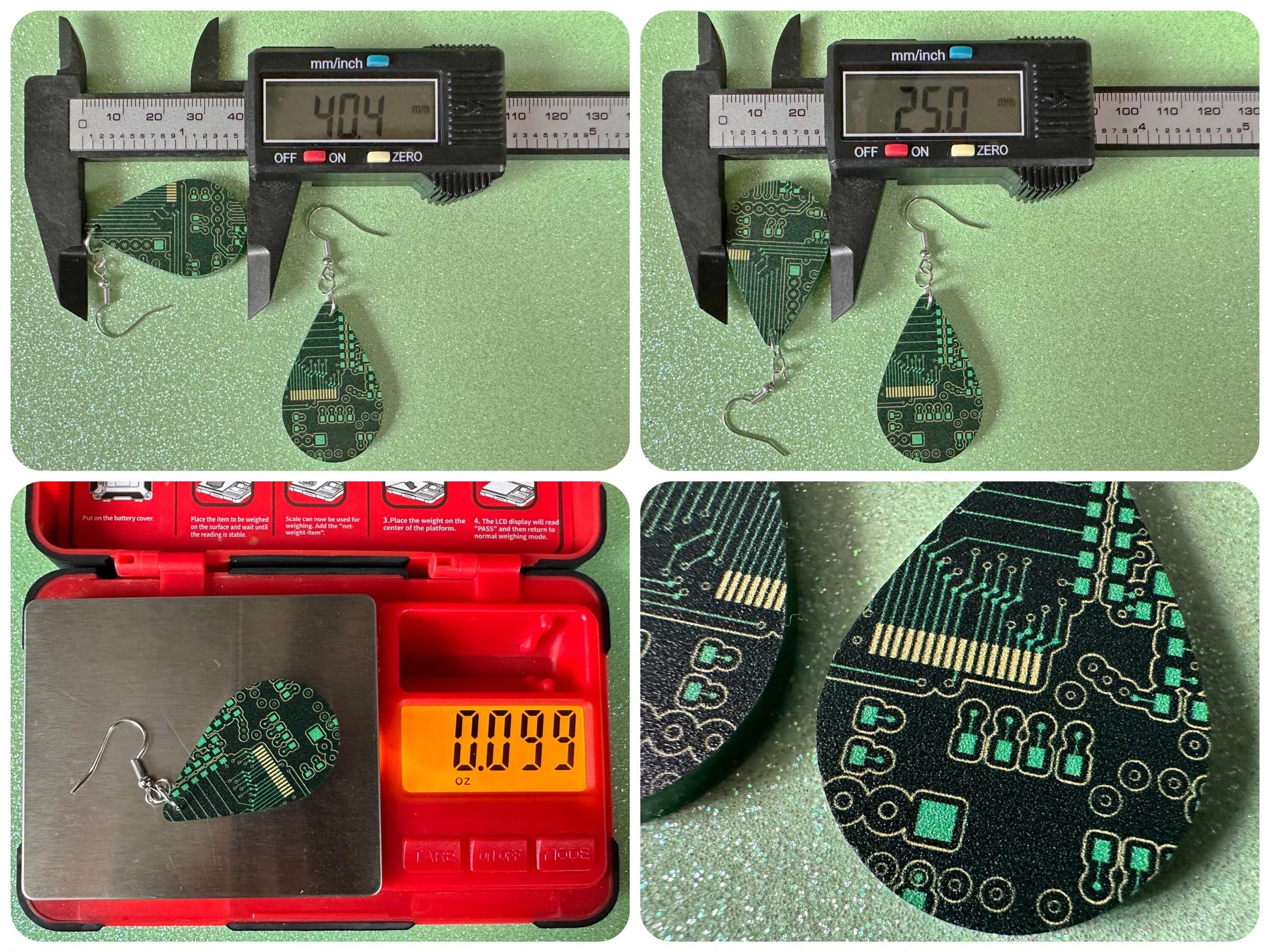 Computer Chip Earrings: Laser Cut Acrylic Tech Earrings, Techy, Green Computer Parts, Electronic Circuit, IC, Best Gifts for Her/Him/Them