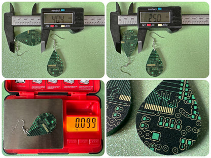 Computer Chip Earrings: Laser Cut Acrylic Tech Earrings, Techy, Green Computer Parts, Electronic Circuit, IC, Best Gifts for Her/Him/Them