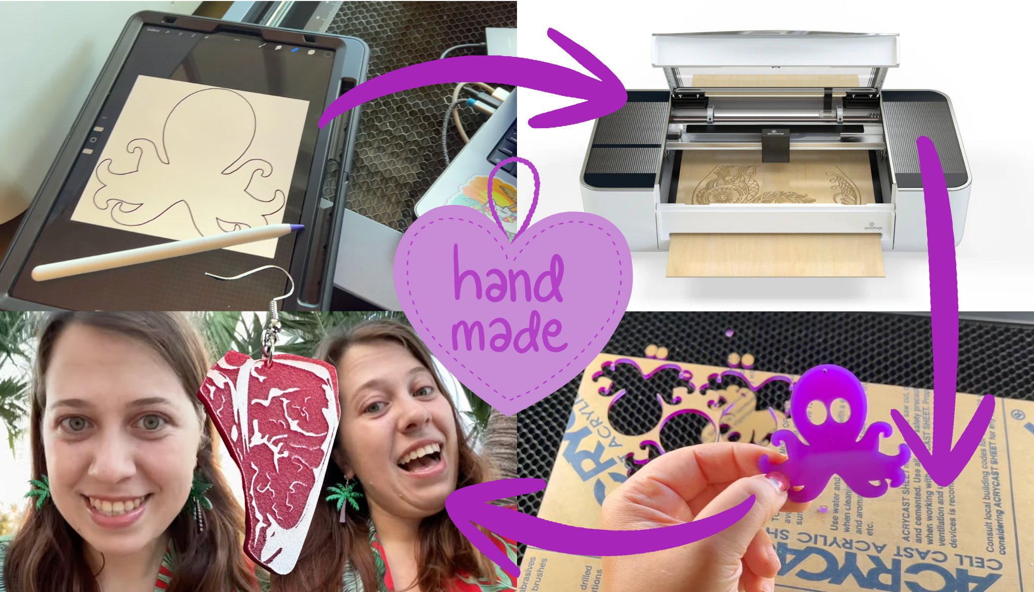 Load video: How Oddity Cart Makes Earrings from Acrylic &amp; Wood