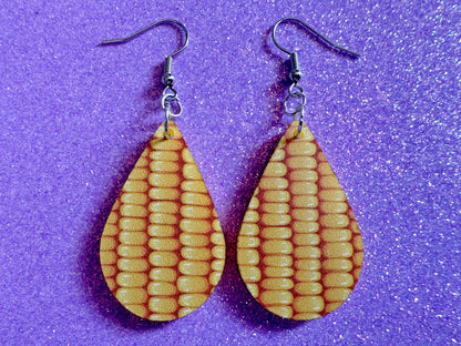 Corn Earrings: Laser Cut Acrylic Corn, Corn Kernels, Farm, Gardening, Vegetables, Food Earrings, Green Earrings, Best Gifts for Her/Him/Them